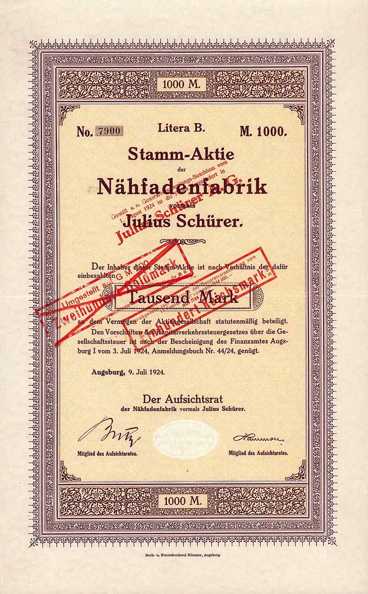 Nähfadenfabrik vorm. Julius Schürer