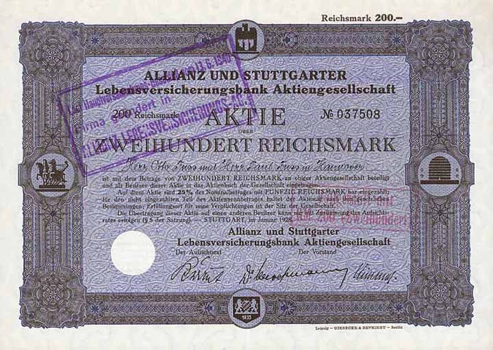 Allianz und Stuttgarter Lebensversicherungsbank AG
