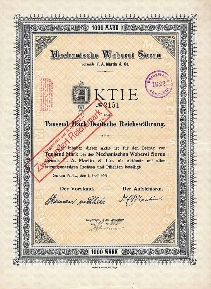 Mechanische Weberei Sorau vormals F. A. Martin & Co.