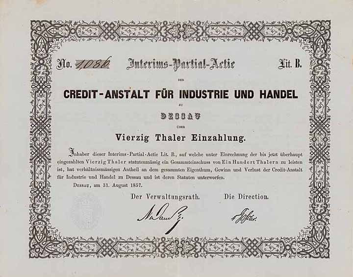 Credit-Anstalt für Industrie und Handel zu Dessau