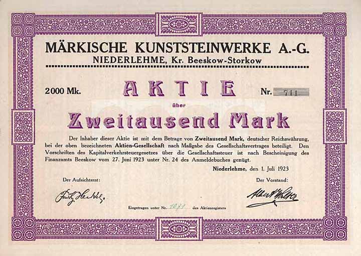 Märkische Kunststeinwerke AG