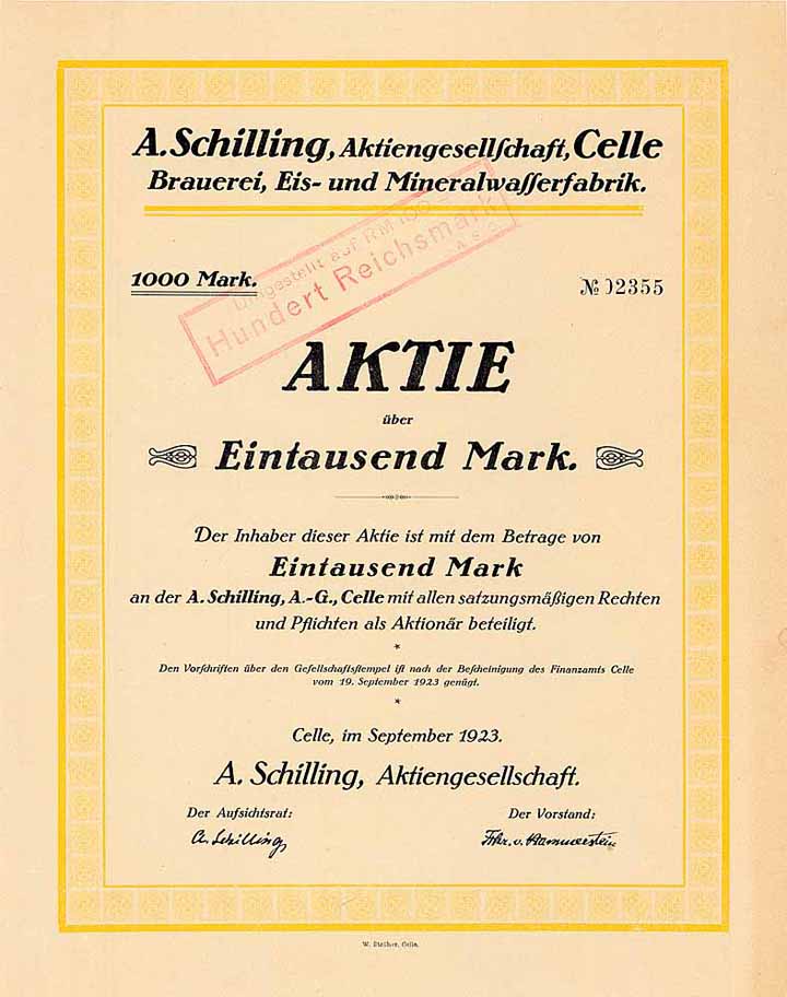 A. Schilling AG Brauerei, Eis- und Mineralwasserfabrik