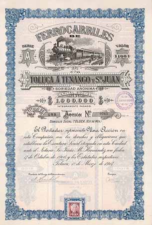 Ferrocarriles de Toluca á Tenango y Sn. Juan S.A.