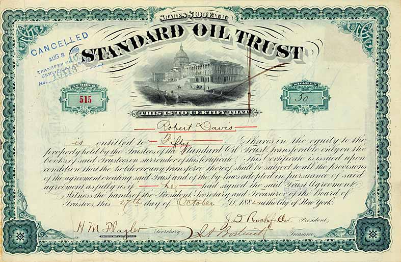 Standard Oil Trust (OU John D. Rockefeller, Henry M. Flagler, Jabez A. Bostwick)