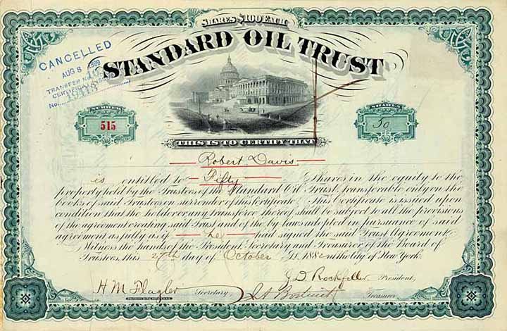 Standard Oil Trust (OU John D. Rockefeller, Henry M. Flagler, Jabez A. Bostwick)