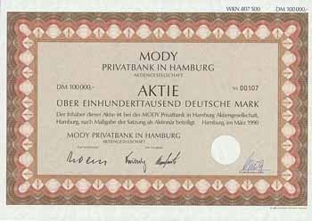 Mody Privatbank in Hamburg AG
