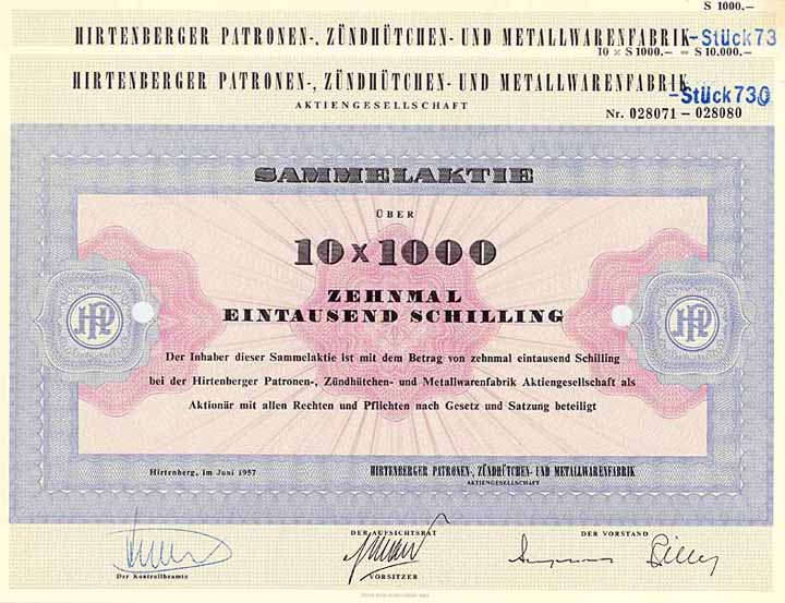 Hirtenberger Patronen-, Zündhütchen- und Metallwaaren-Fabrik AG (2 Stücke)