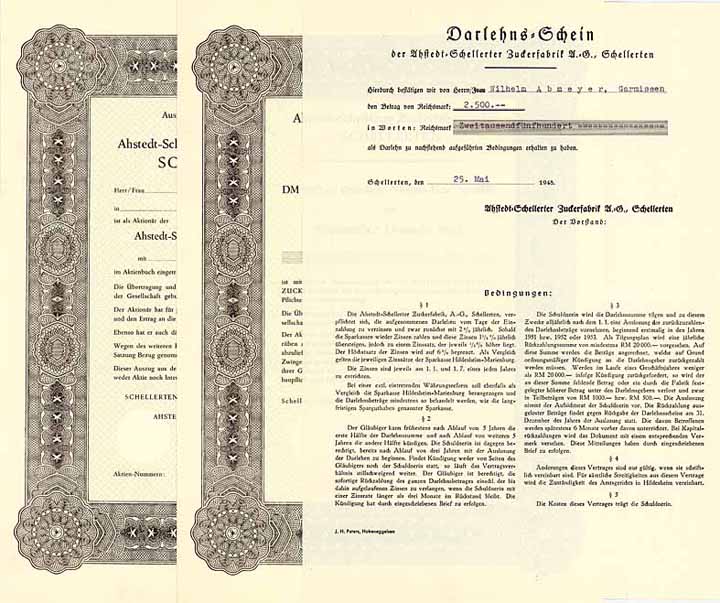 Ahstedt-Schellerter Zuckerfabrik AG (3 Stücke)