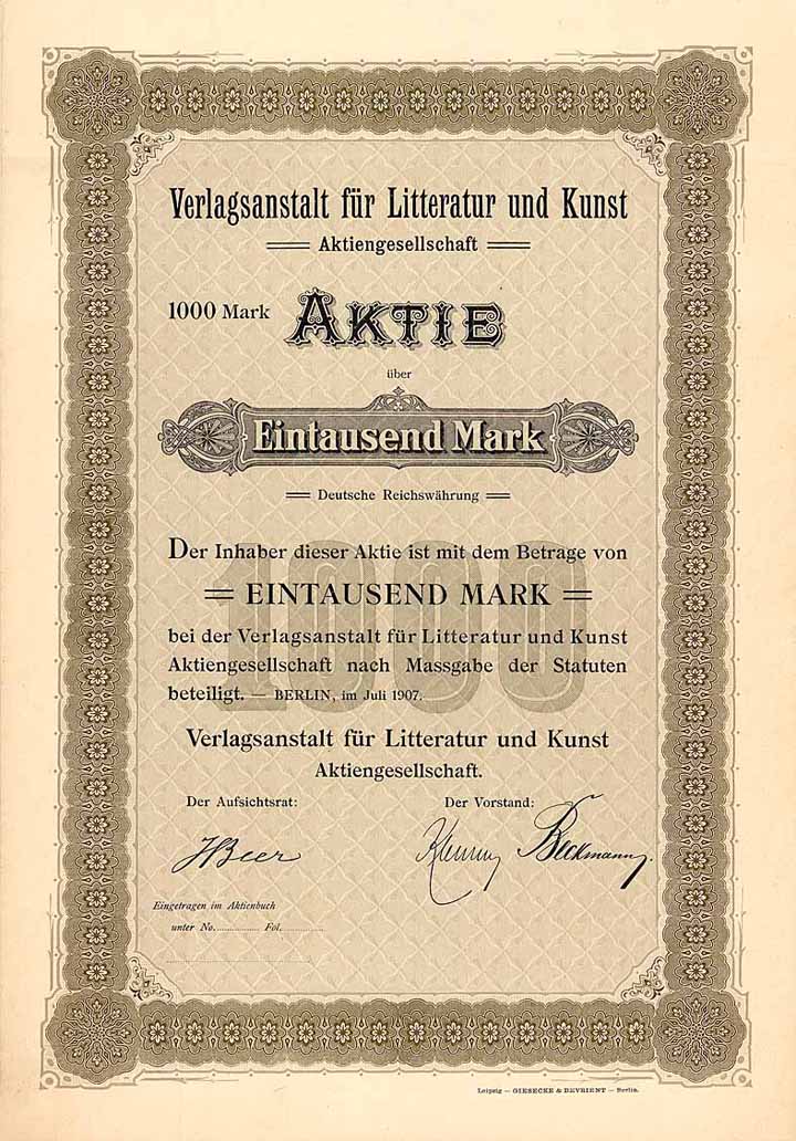 Verlagsanstalt für Litteratur und Kunst AG