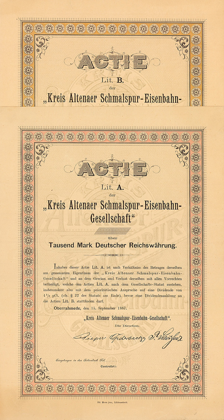 Kreis Altenaer Schmalspur-Eisenbahn-Gesellschaft (2 Stücke)