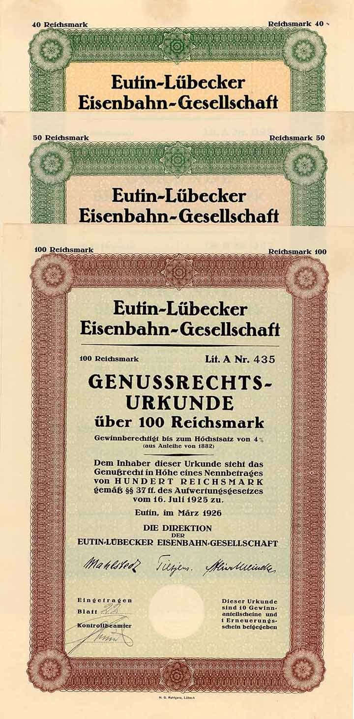 Eutin-Lübecker Eisenbahn-Gesellschaft (3 Stücke)