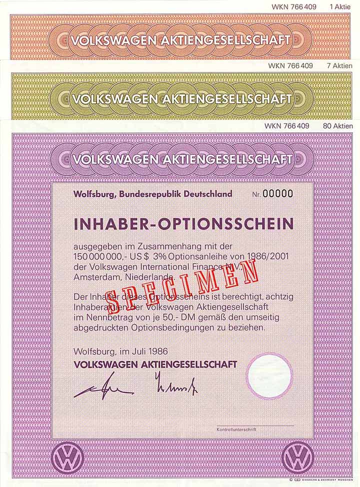 Volkswagenwerk AG (3 Stücke)