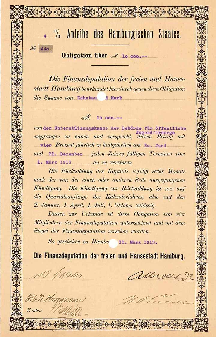 Freie und Hansestadt Hamburg, Finanzdeputation