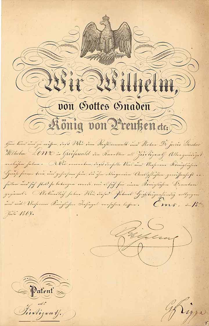 Wir Wilhelm, von Gottes Gnaden König von Preußen etc.