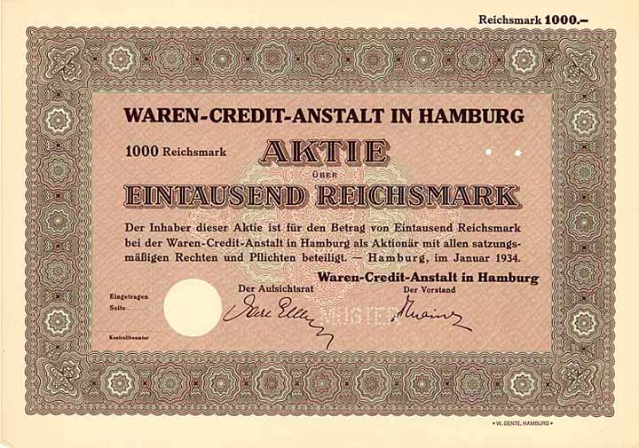 Waren-Credit-Anstalt in Hamburg