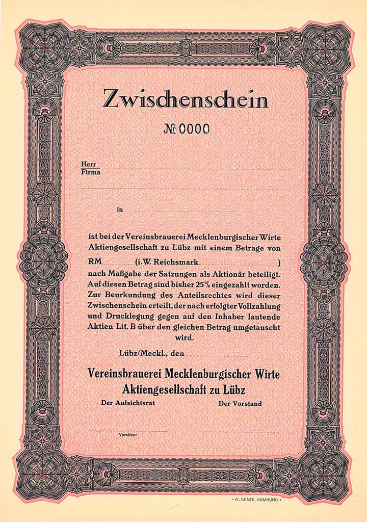 Vereinsbrauerei Mecklenburgischer Wirte AG zu Lübz