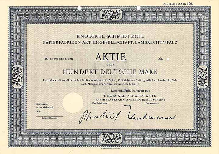 Knoeckel, Schmidt & Cie. Papierfabriken AG