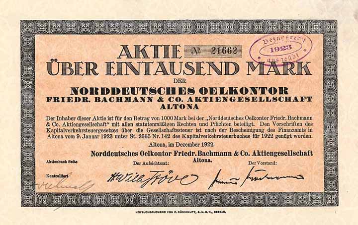 Norddeutsches Oelkontor Friedr. Bachmann & Co. AG