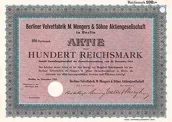 Berliner Velvetfabrik M. Mengers & Söhne AG