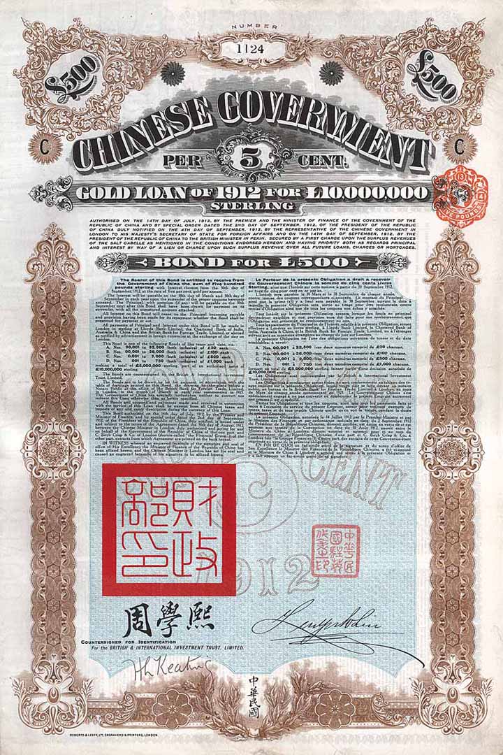 Chinese Government 5 % Gold Loan of 1912