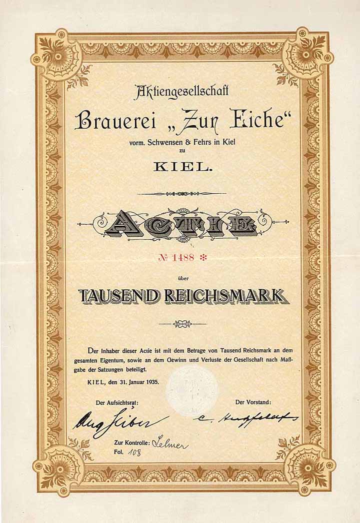 AG Brauerei "Zur Eiche" vorm. Schwensen & Fehrs