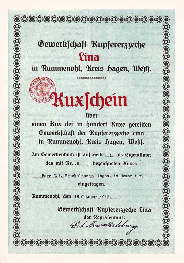 Gewerkschaft der Kupfererzzeche Lina