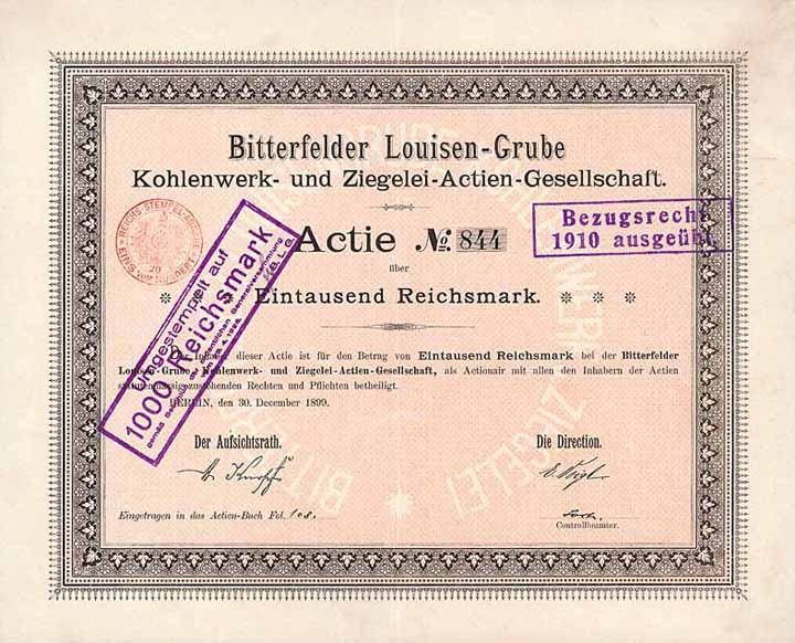 Bitterfelder Louisen-Grube Kohlenwerk- und Ziegelei-AG