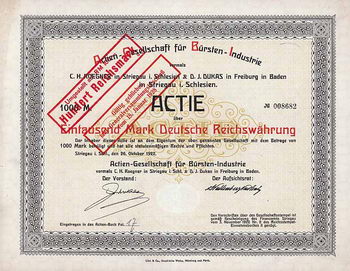 AG für Bürsten-Industrie vormals C.H. Roegner in Striegau i.Schl. & D.J. Dukas in Freiburg i.B.