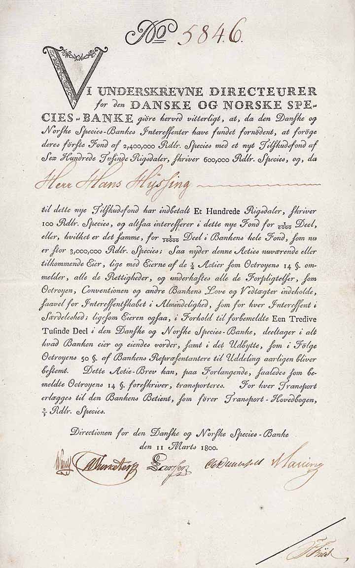 Den Danske og Norske Species-Banke