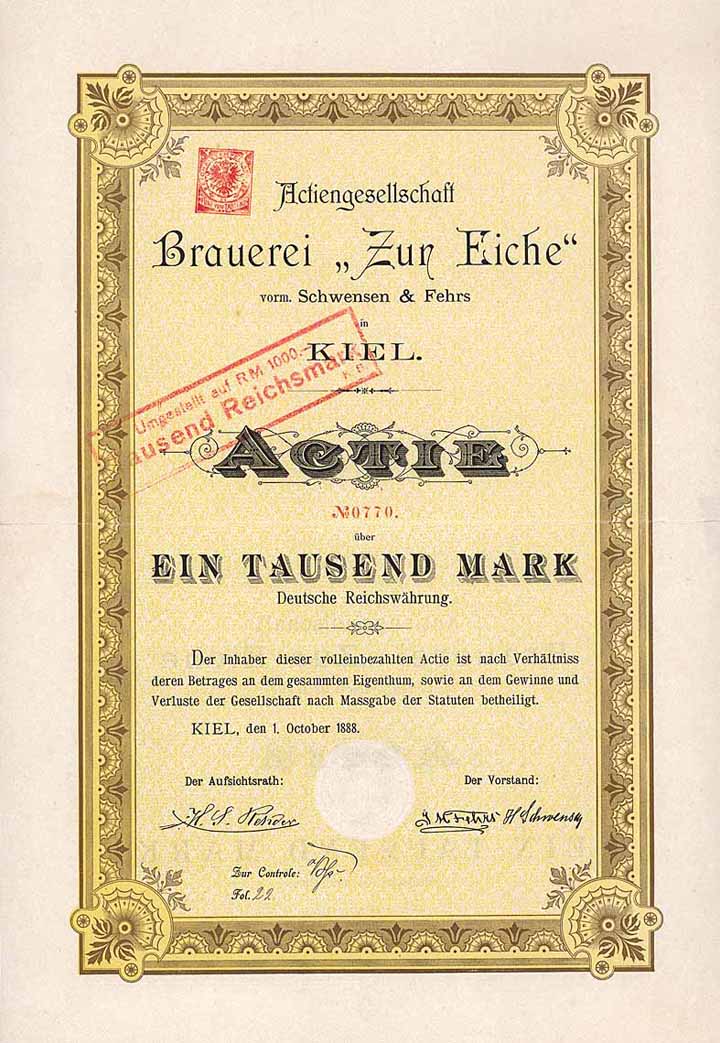 AG Brauerei "Zur Eiche" vorm. Schwensen & Fehrs