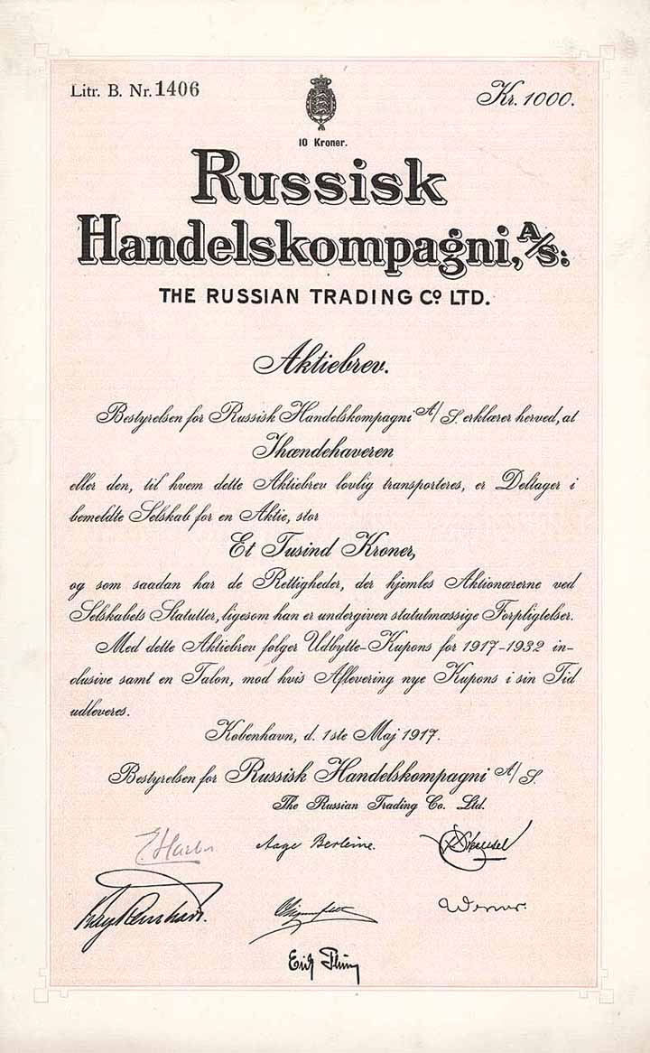 Russisk Handelskompagni A/S Russian Trading Co. Ltd.