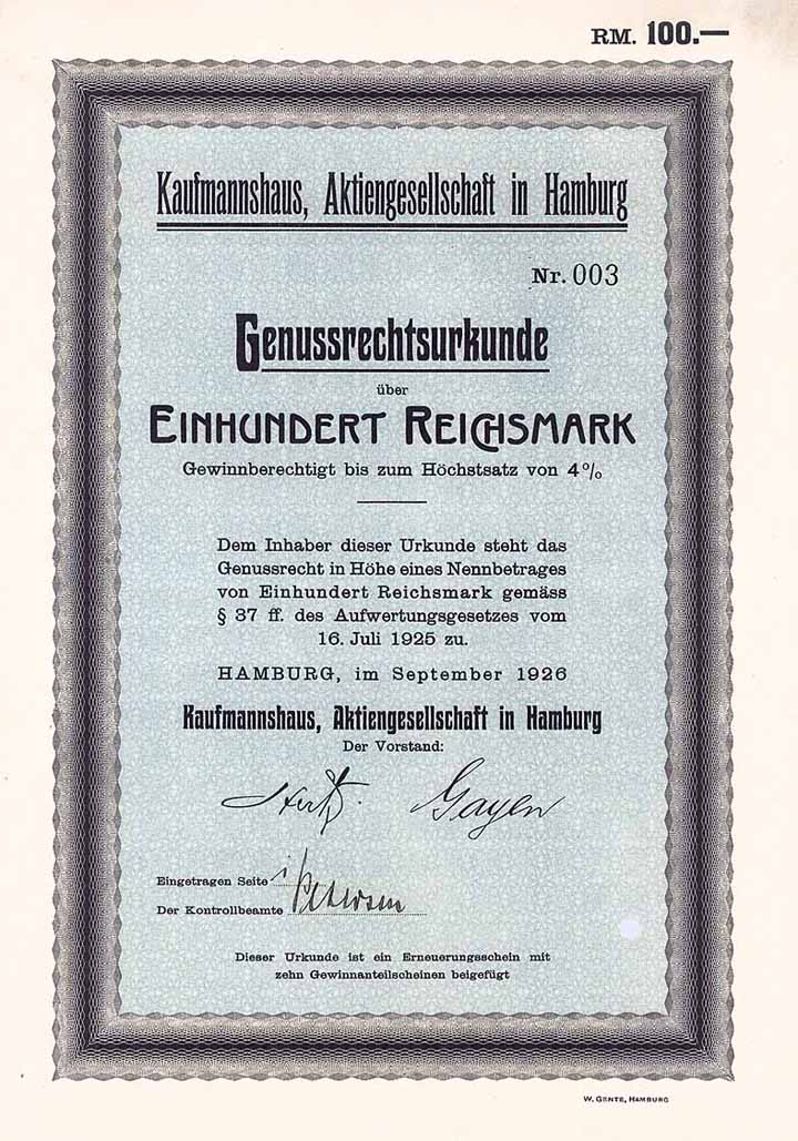 Kaufmannshaus AG in Hamburg