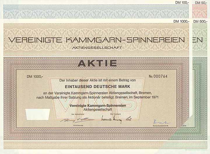 Vereinigte Kammgarn-Spinnereien AG (4 Stücke)