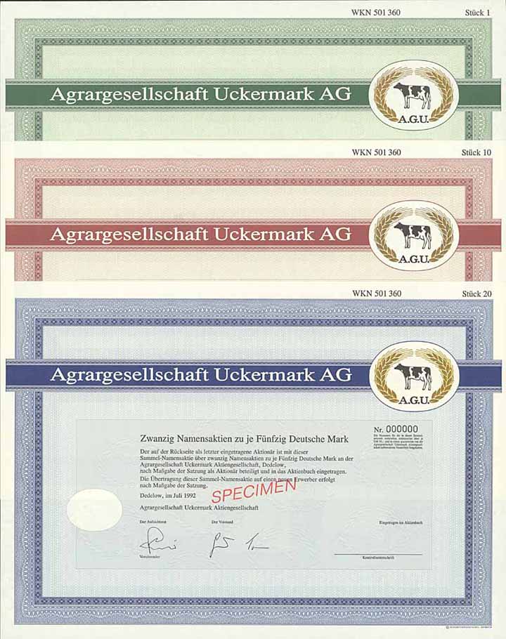 Agrargesellschaft Uckermark AG (3 Stücke)