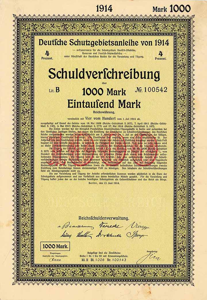 Deutsche Schutzgebietsanleihe von 1914