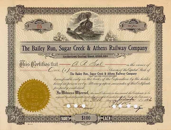 Bailey Run, Sugar Creek & Athens Railway