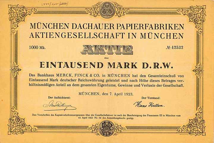 München Dachauer Papierfabriken AG in München