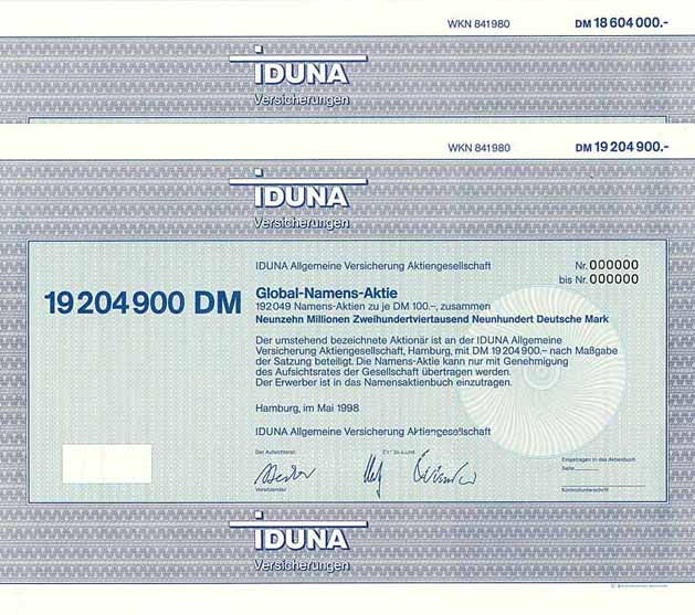 IDUNA Allgemeine Versicherungs-AG (2 Stücke)