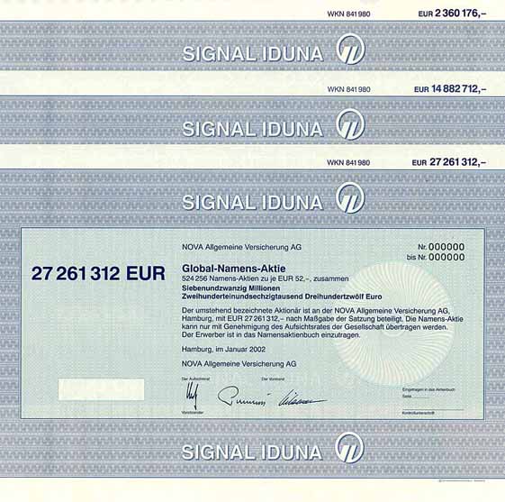 NOVA Allgemeine Versicherung AG Signal Iduna (6 Stücke)