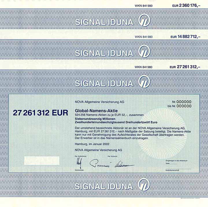 NOVA Allgemeine Versicherung AG Signal Iduna (6 Stücke)