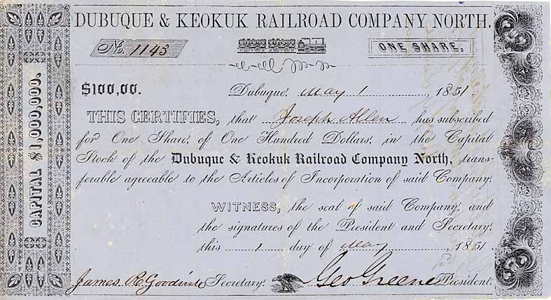 Dubuque & Keokuk Railroad Company North