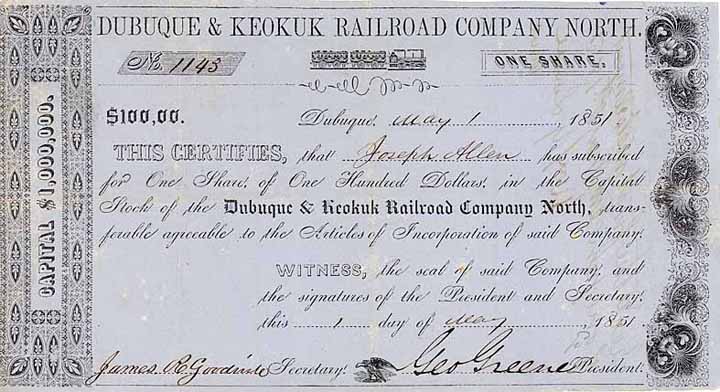 Dubuque & Keokuk Railroad Company North