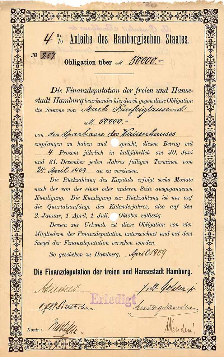 Freie und Hansestadt Hamburg, Finanzdeputation