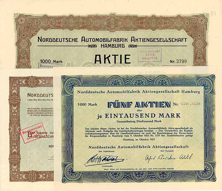 Norddeutsche Automobilfabrik AG (3 Stücke)