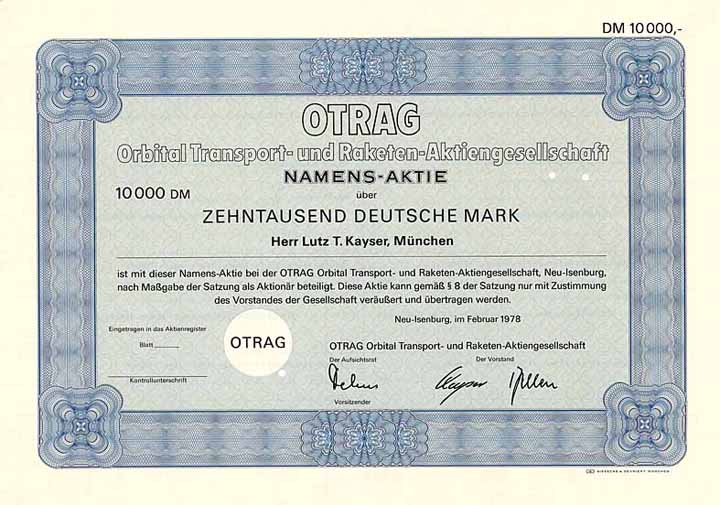 OTRAG Orbital Transport- und Raketen-AG