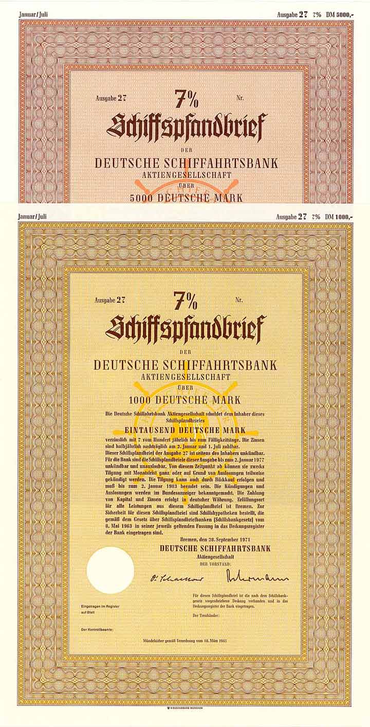 Deutsche Schiffahrtsbank AG (2 Stücke)