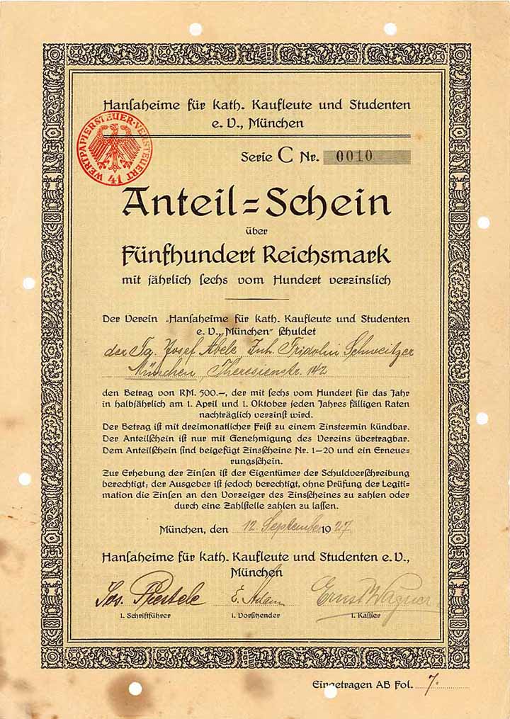 Hansaheime für kath. Kaufleute und Studenten e. V.