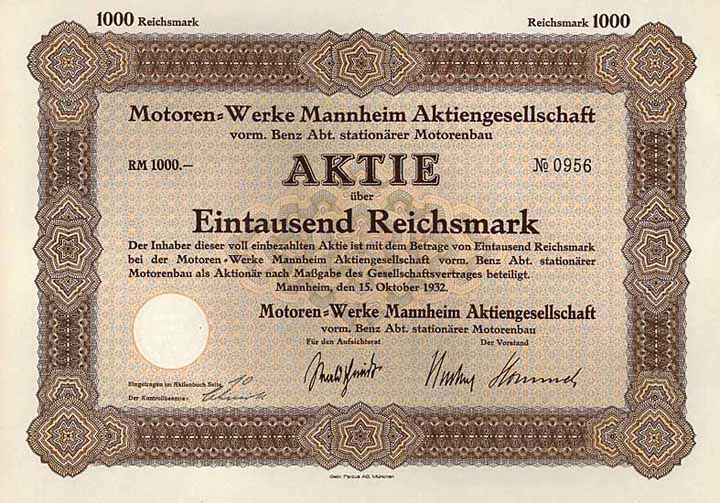 Motoren-Werke Mannheim AG vorm. Benz Abt. stationärer Motorenbau