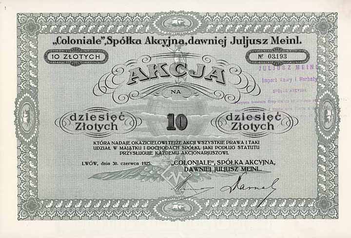 Coloniale Spolka Akcyjna, dawniej Juljusz Meinl
