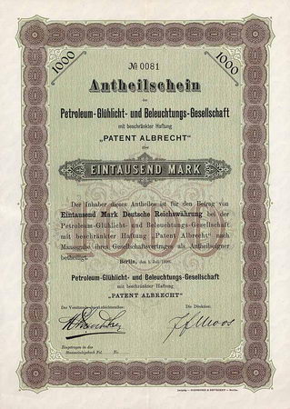 Petroleum-Glühlicht- und Beleuchtungs-Ges.mbH “Patent Albrecht”